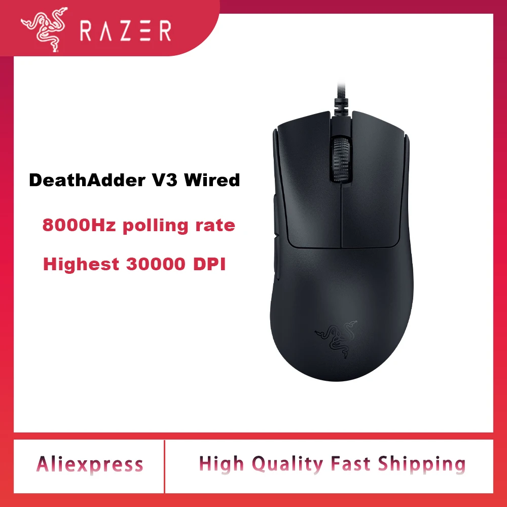

Оригинальная новая проводная игровая киберспортивная мышь Razer DeathAdder V3, 59 г, сверхлегкая эргономичная оптическая мышь Form Focus Pro 30K