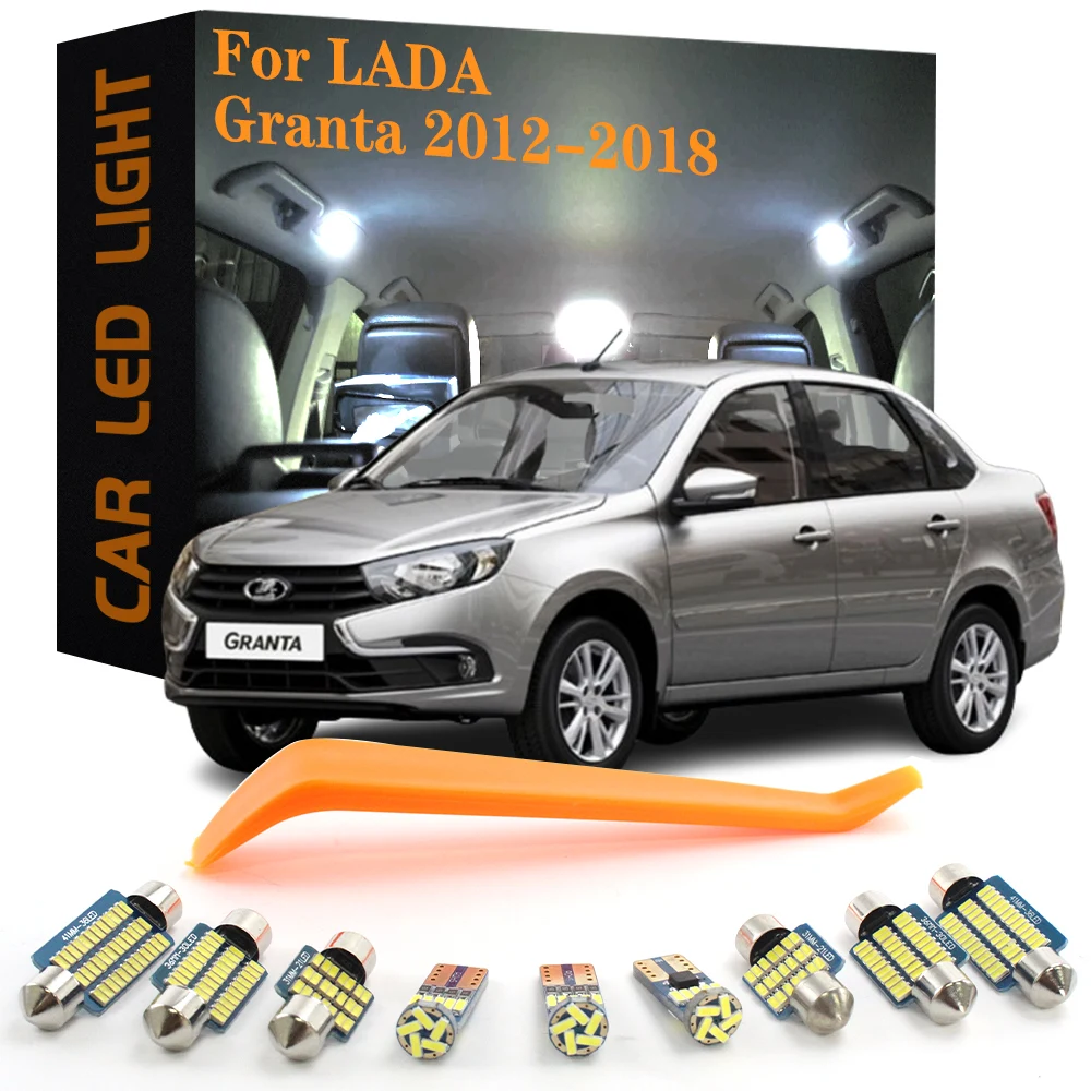 8pcs Canbus Car Accessories LED Interior Lights For Lada Granta 2190 2191 2012-2018 No Error Auto Dome Trunk License Plate Lamps