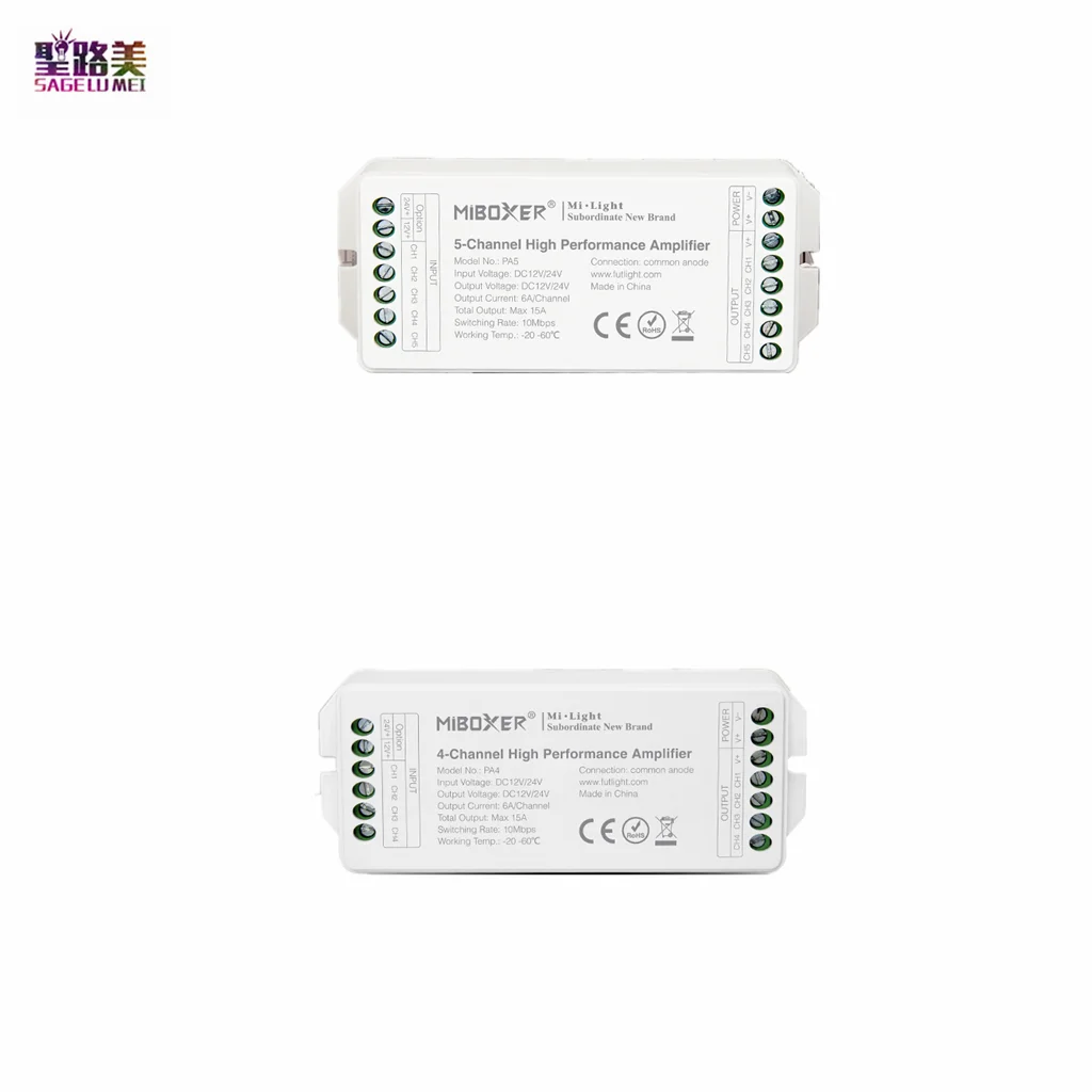 

Miboxer Milight 4-Channel 5-Channel High Performance Amplifier 3CH 4CH Repeater PWM For SMD5050 RGB RGBW LED Strip Light Tape