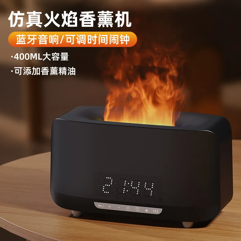 New Bluetooth audio flame fragrance machine, home aromatherapy humidifier, wireless speaker clock flame aromatherapy machine