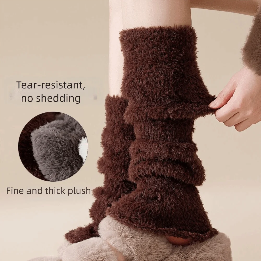 

Высокоэластичные однотонные гетры, утолщенные термоноски из кораллового флиса, теплые носки, сложенные носки до середины икры, повседневная одежда