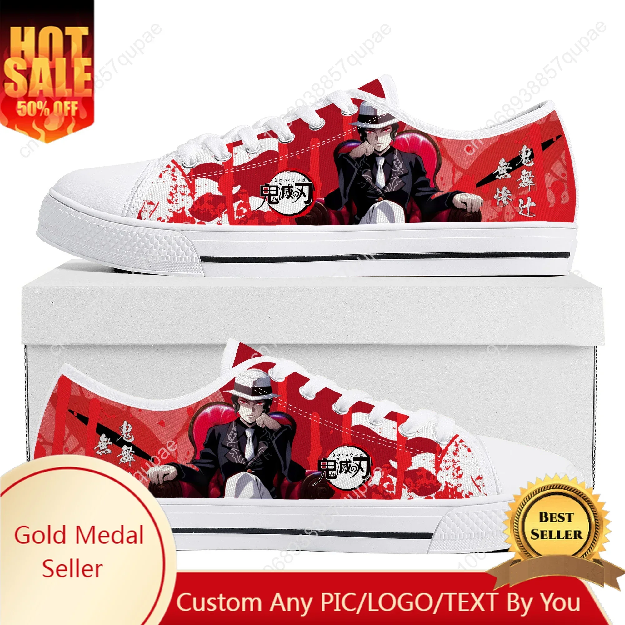 

Muzan Kibutsuji Low Top High Quality Sneakers Mens Women Teenager Canvas Sneaker Casual Couple Shoes Cartoon Anime Shoe