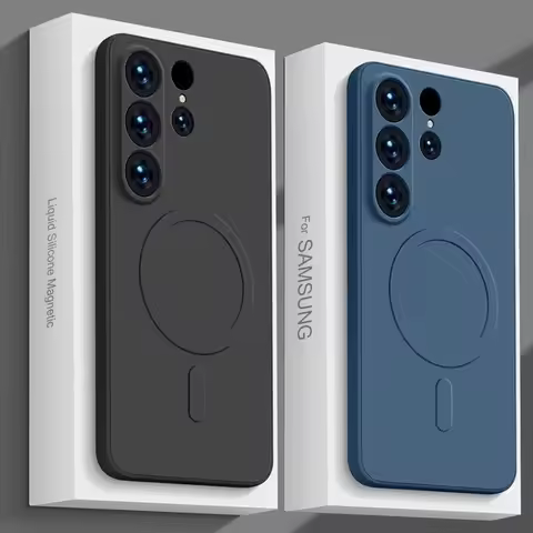 Liquid Silicone For Magsafe Magnetic Case For Samsung Galaxy S24 S25 Ultra S23 Plus S22 S21FE funda Wireless Charge Soft Cover