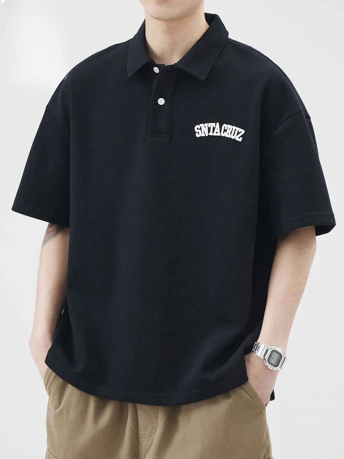 

Мужская летняя модная свободная повседневная футболка из смесового хлопка и полиэстера для молодежи, американский стиль