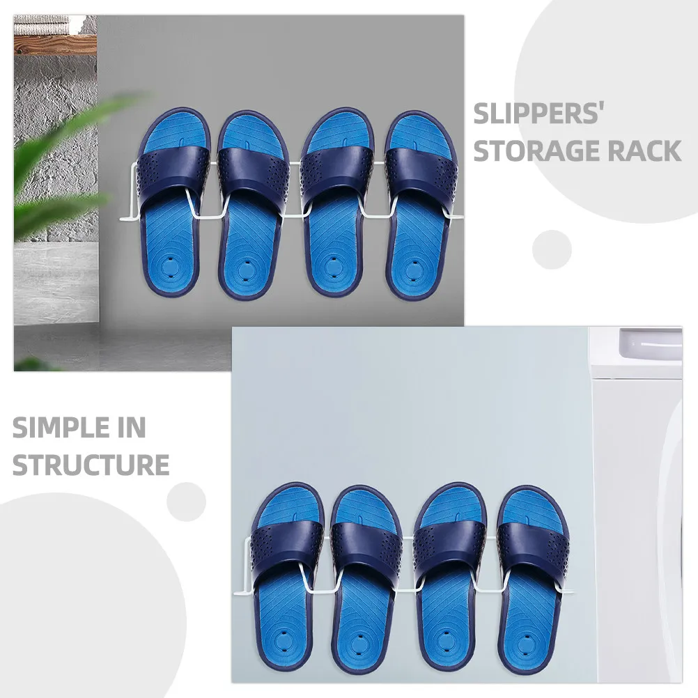 2Pcs Wall Slipper Rack No Hole Installation Reusable Adhesive Shoe Storage Wall Mount for Bathroom Bedroom Hallway Tidy Home