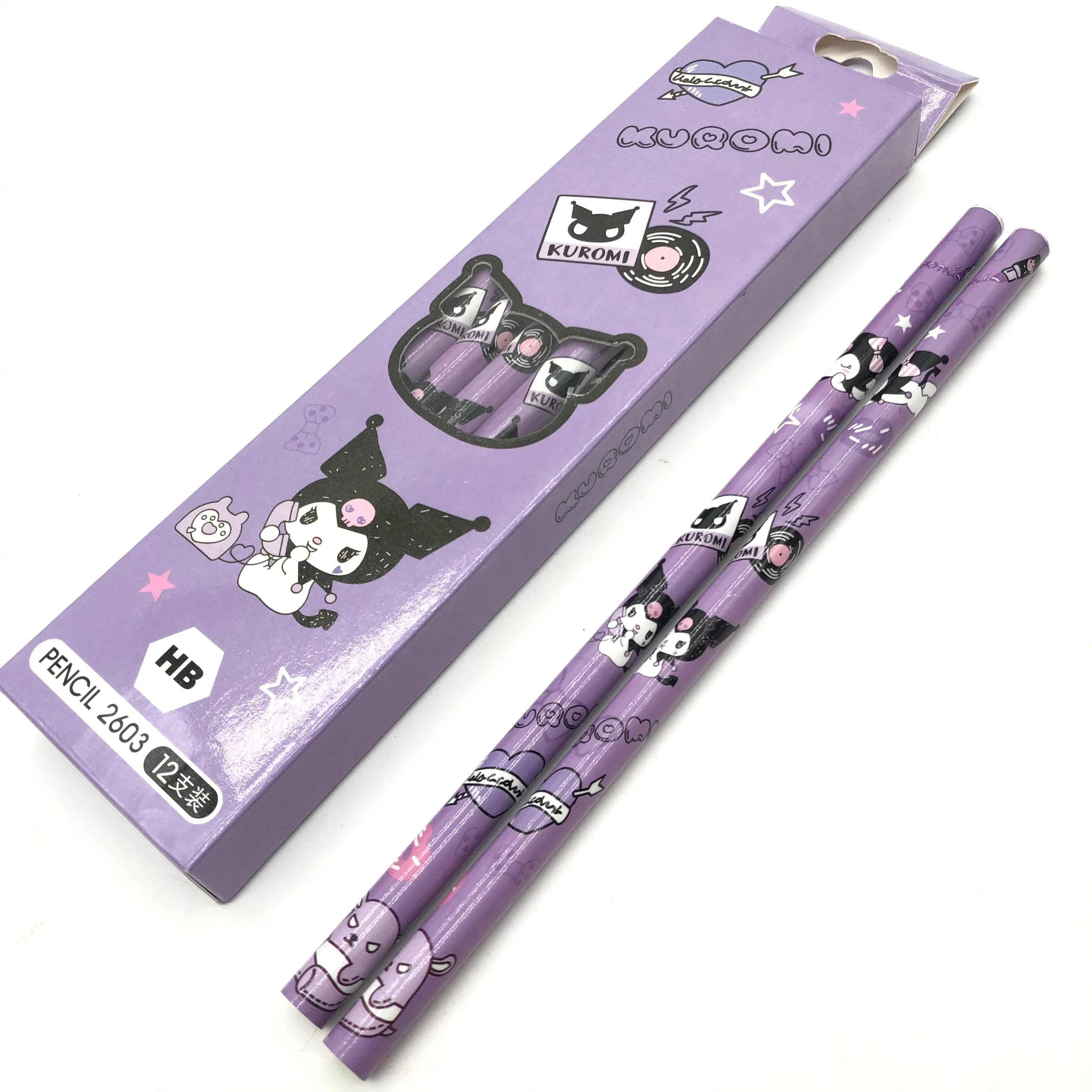 Sanrio HB pencil Hello Kitty KUROMI MELODY pompurin set alat tulis tidak beracun untuk anak-anak anime Jepang hadiah anak-anak