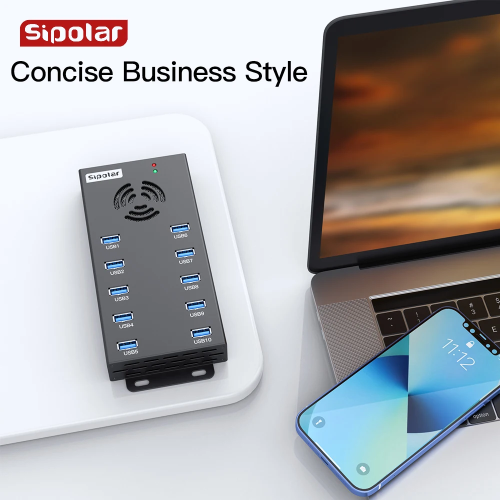 

Sipolar A-423 10 port USB 3.0 hub data syncs and charging hub 2.1A USB charger for iPhone iPad Samsung Android phone tablets
