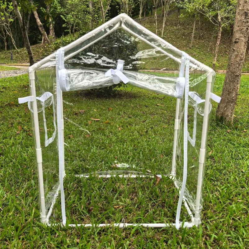 خيمة PVC جديدة، مع نوافذ تهوية وأبواب بسحاب، حضانة نباتية مع أضواء معلقة، أخضر مقاوم للبرد والرياح #1