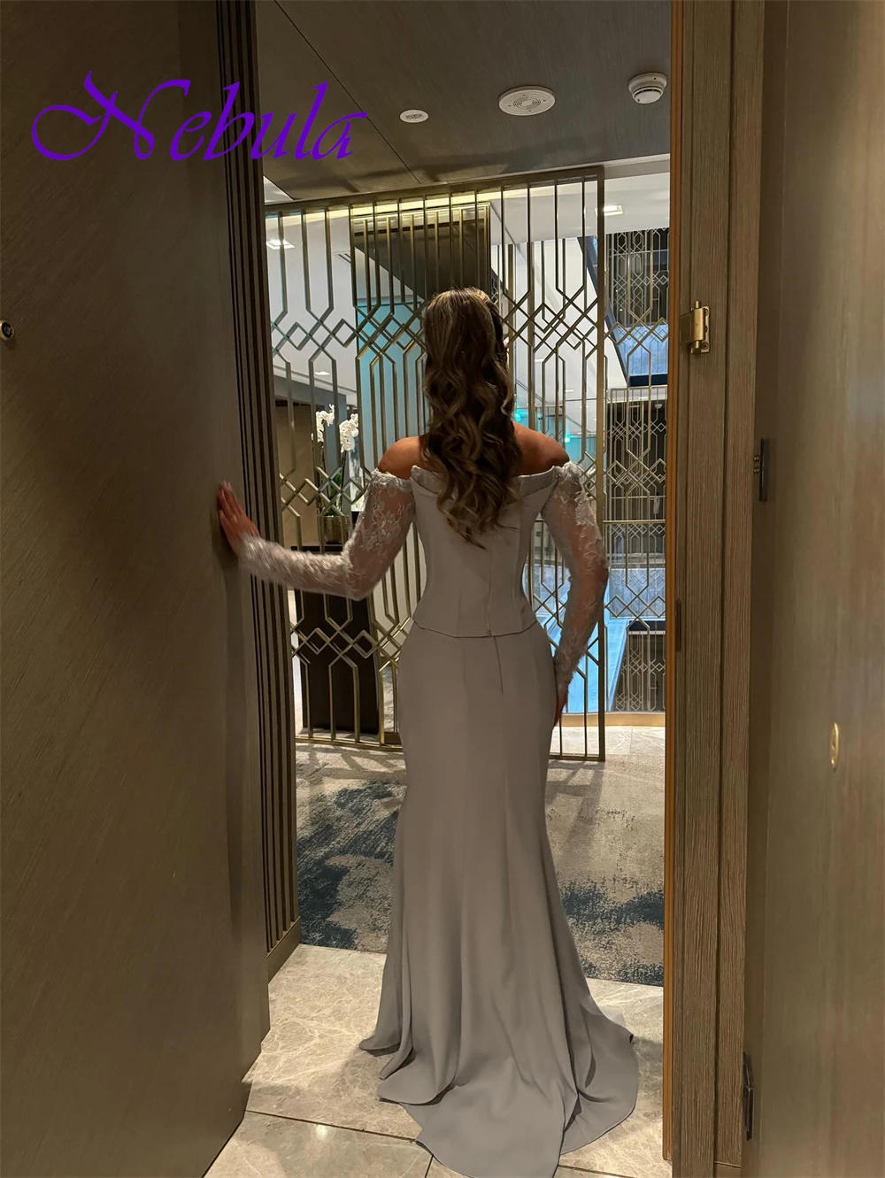 

Customized Temperament Boat Neck Evening Dress Delicate Jersey Long Sleeves Homecoming Dress Modern Sweep Train Prom Dress