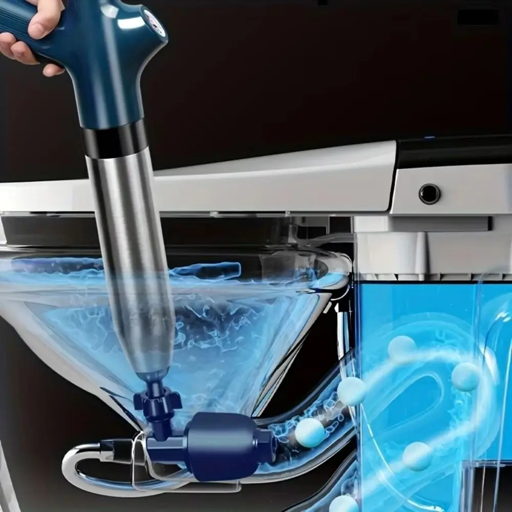 

High Pressure Toilet Cleaning Tool Pneumatic Manual Dredge Clog Remover Replacement Head Clogged Unclogging Sewer Pipe Unblocker