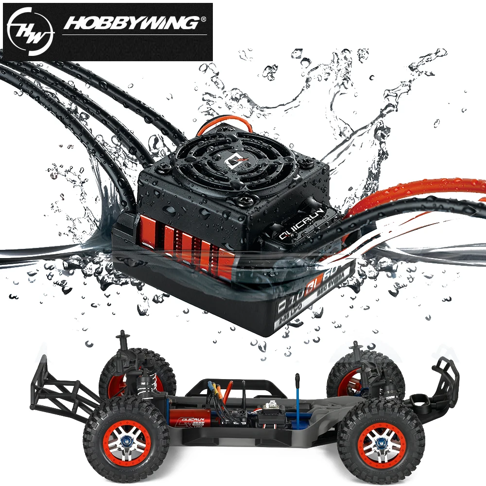 Контроллер скорости Hobbywing quirun 10BL60 60A 2-3S, бесщеточный сенсорный ESC 6 В/3A BEC для игрушечного автомобиля-багги 1/10