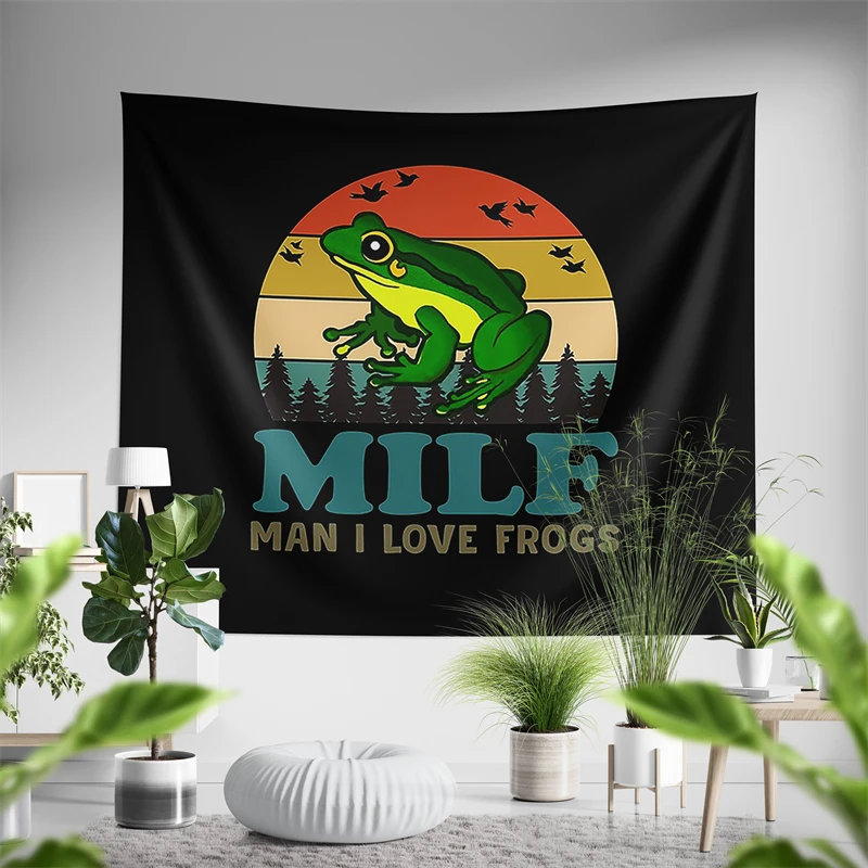 Aertemisi MILF Man I Love Frogs Tapestry Wall Hanging Art for Bedroom Living Room Decor College Dorm Party Backdrop Home