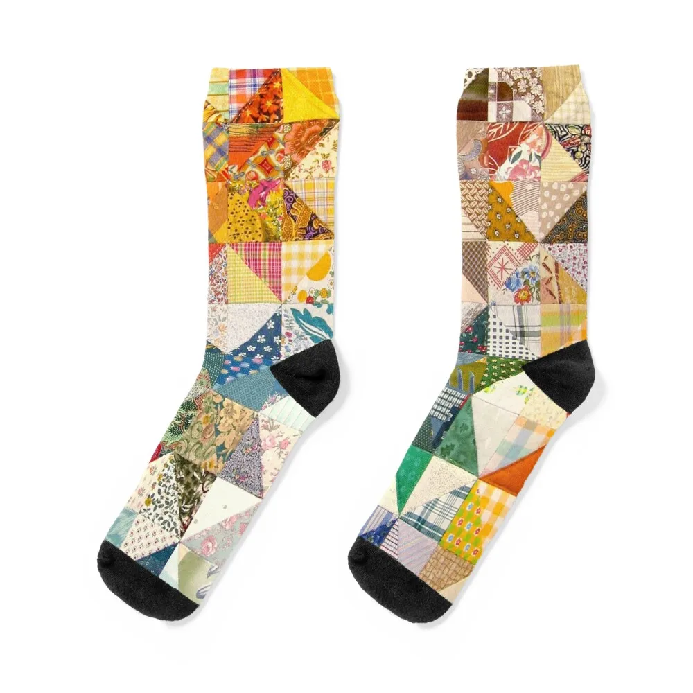 

Vintage Quilt Tapestry Socks Non-slip ankle sports and leisure christmas gift Men's Socks Luxury Women's