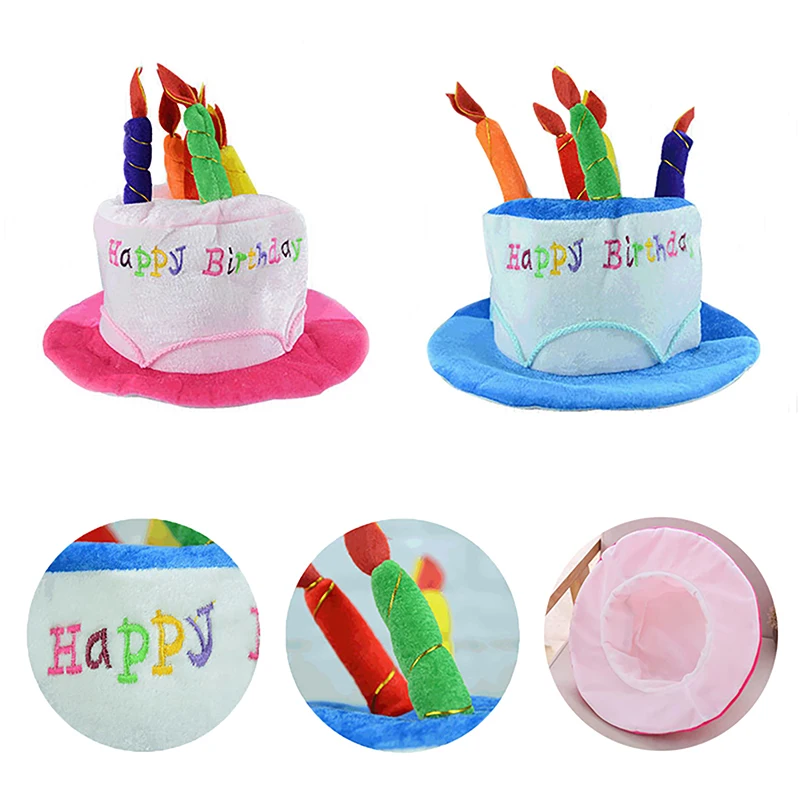 Happy Birthday Cake Hat With Candle Headband Party Photo Props Adults Kids Headwear Cosplay Funny Birthday Gifts Hair Decoration