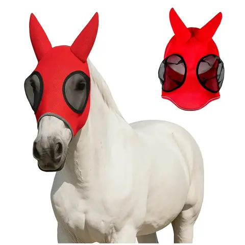New Elastic Breathable Horse Face Protective Cover Mosquito Fly Proof Flight Mask Adjustable Equestrian Supplies