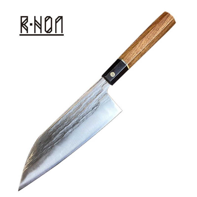 RHON Double Edge Japanese Kitchen Knife Wooden Handle 7