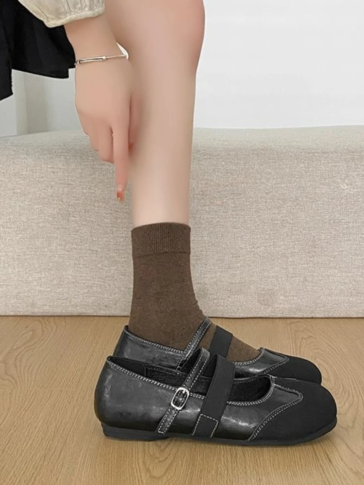 2026 Frühling Neue Damen Mary Janes Französische Retro Flache Schuhe Weiche Sohle Bequeme Alltags-Pumps
