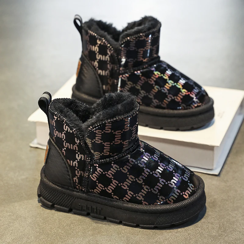 

Children's Snow Boots Winter Boys Plush Thicken Platform Cotton Shoes Comfortable Girls Warm Waterproof Fashion Warm Plush Shoes