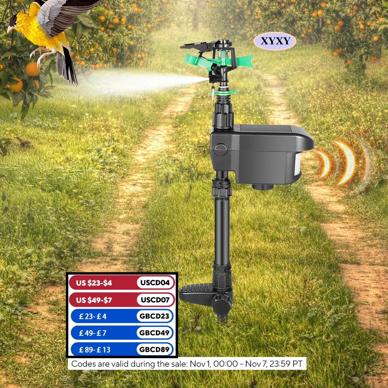 

Motion Activated Sprinkler Outdoor Waterproof Repellent +Detector for Yard