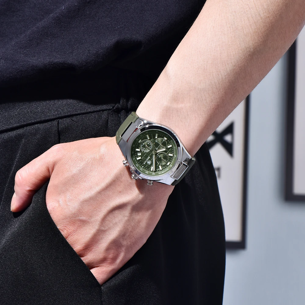 BENYAR New Quartz Watch 42mm Luminous Business Watch Dial 30 Meter Waterproof Men\'s fashion Watch Chronograph Leather strap 2024