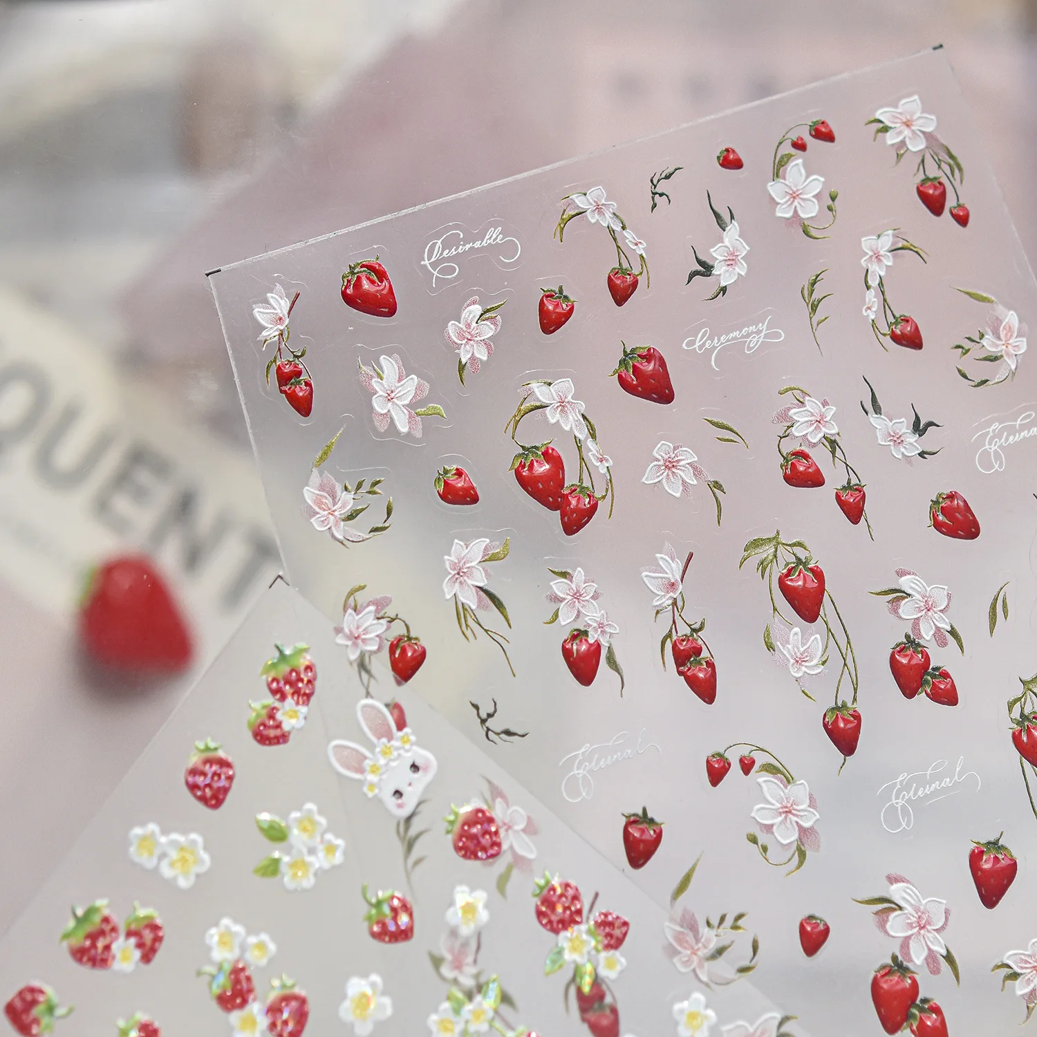 Sanfte florale 5D Nagelkunst-S – Nail Art Strawberry Bewertung und Preis