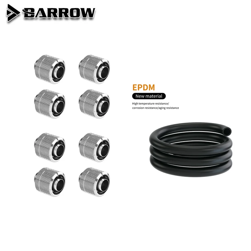 Barrow 8pcs  G1/4“ 10X16MM Hose Tube Hand Compression Fittings ,Soft Pipe Extend Connector For Computer Case ,THKN-3/8-V4