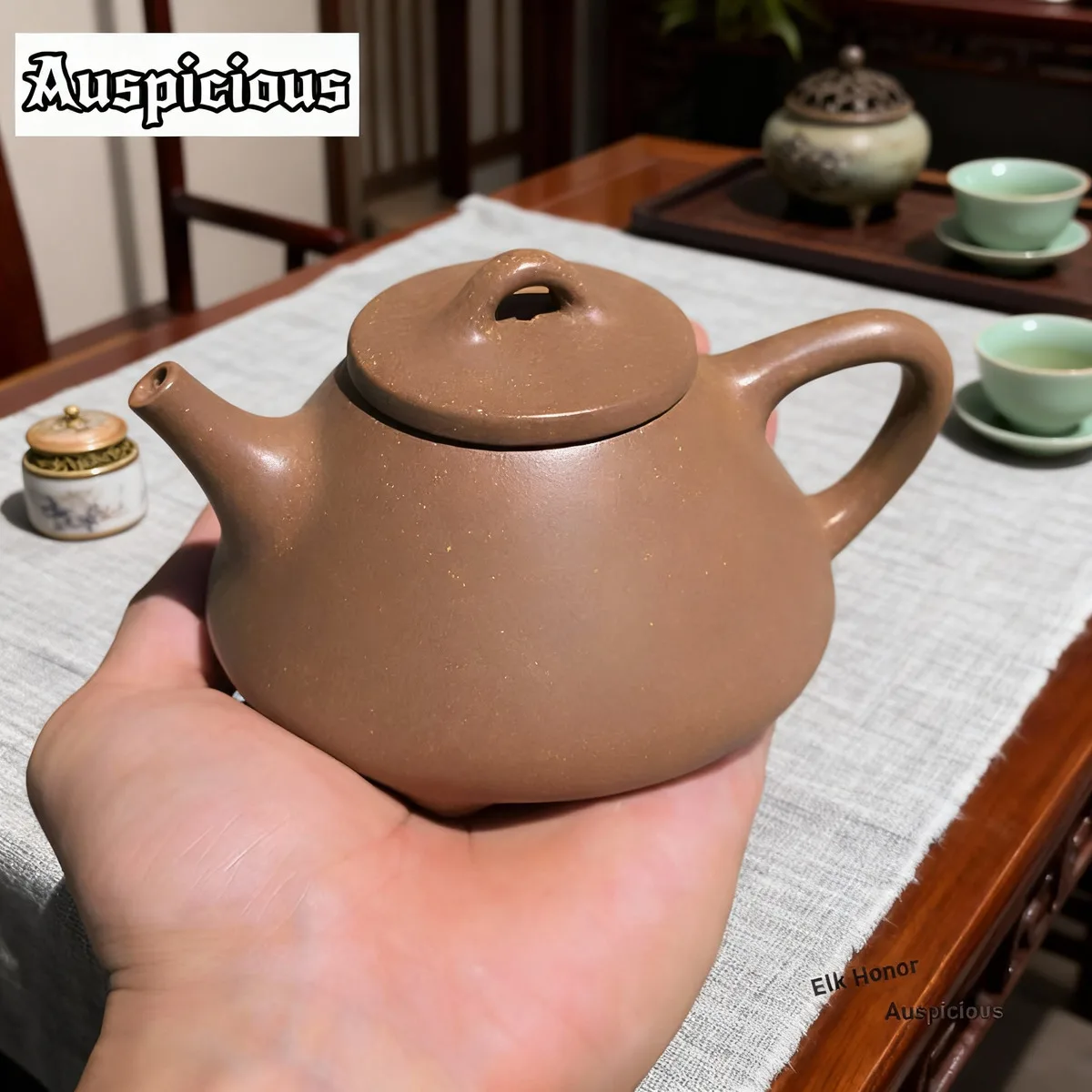 

230 мл Исин Фиолетовые глиняные чайники Ручная работа Каменная ложка Горшок Необработанная руда Красочная секция Грязевой чайник Чайный сервиз Zisha Посуда