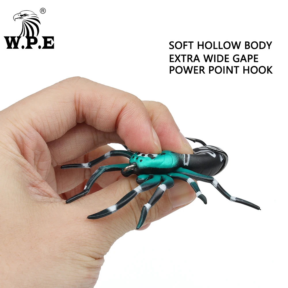 W.P.E 1pcs Spider Lure 75mm Topwater Soft Lure 7.6g Swimbait Floating Fishing Lure Simulation Lure Fishing Bait Tackle Pesca