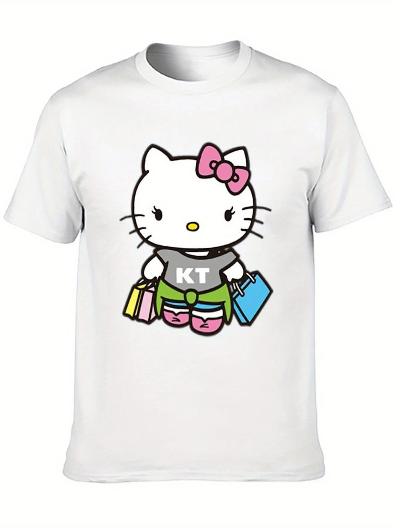 

Hello Kitty Graphic Printing Summer Autumn Winter Cotton Men's and Women's T-Shirts Short Sleeves Luxury Outdoor Sports Brand