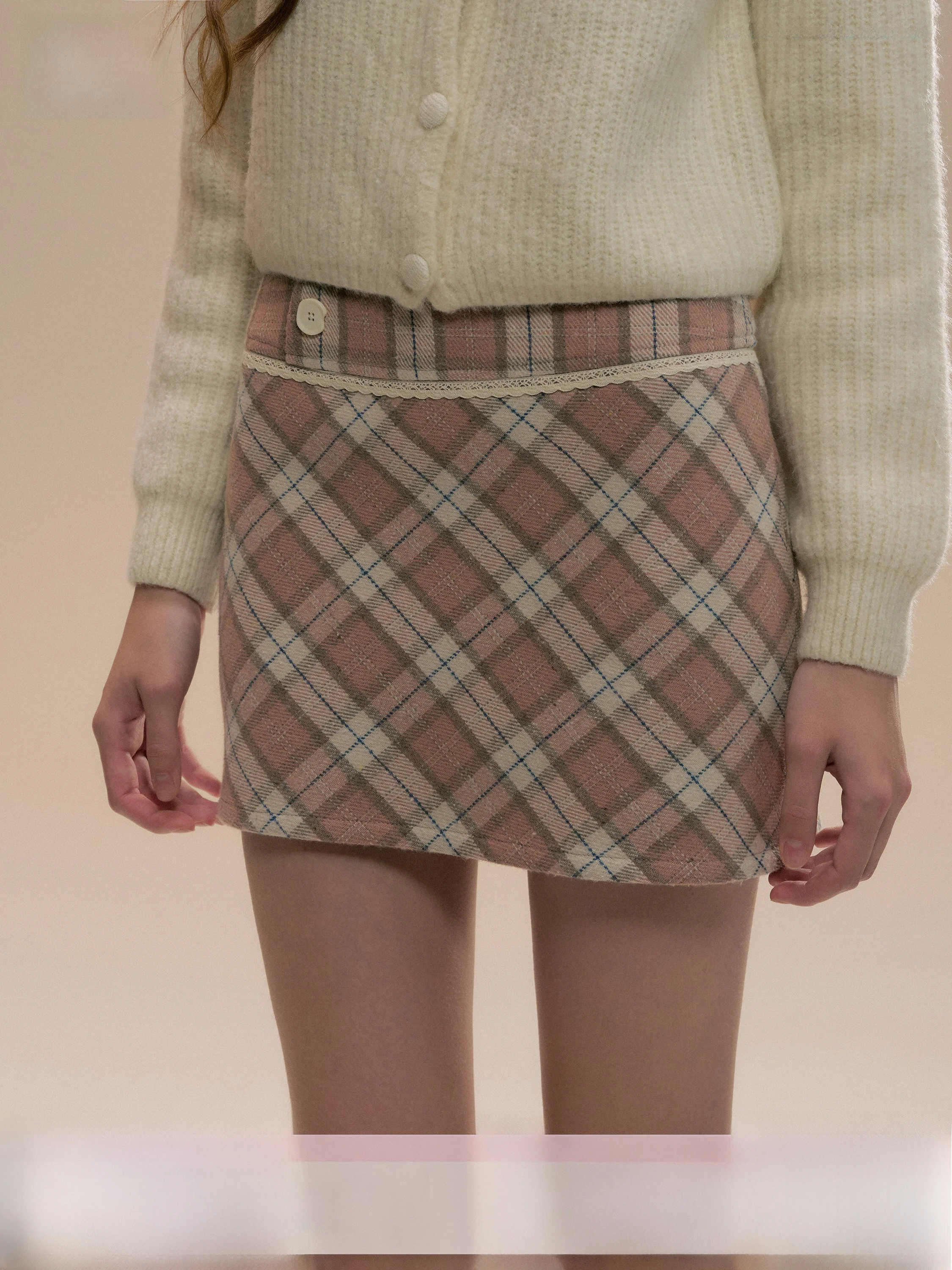 

Шерстяная юбка SunsetPark Spring Letter в розовую клетку, А-силуэт, с высокой талией, для повседневной носки, городской стиль