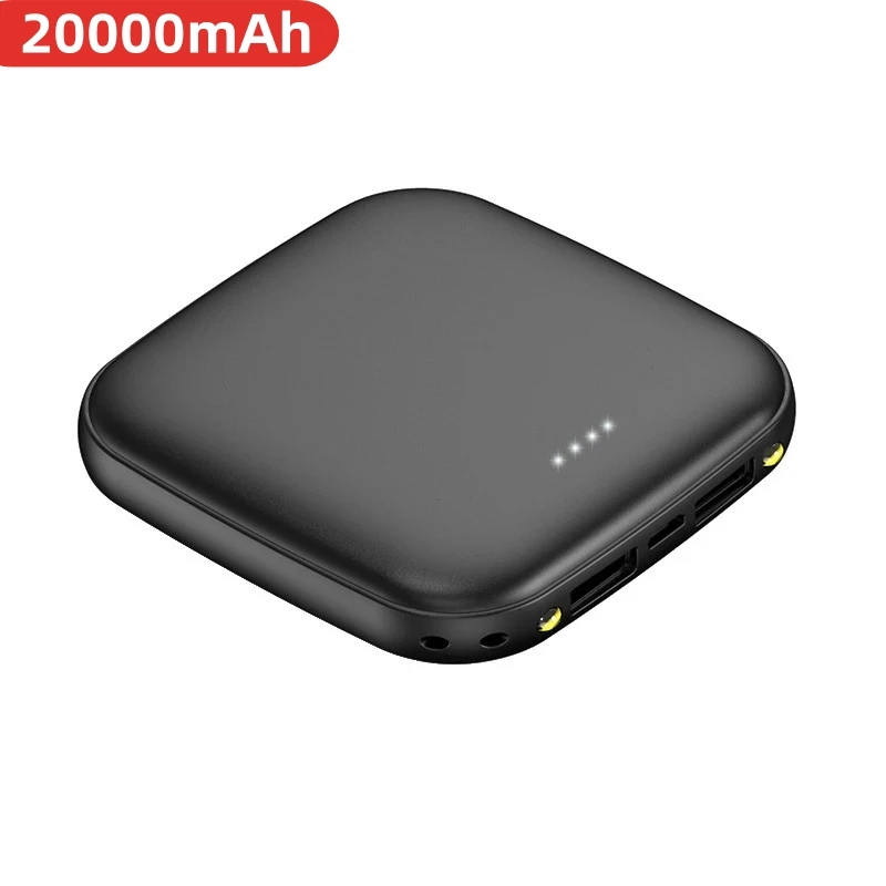 Mini Power Bank da 20000 mAh Caricatore portatile doppio USB per iPhone 15 X Xiaomi Samsung Powerbank con batteria esterna a luce LED