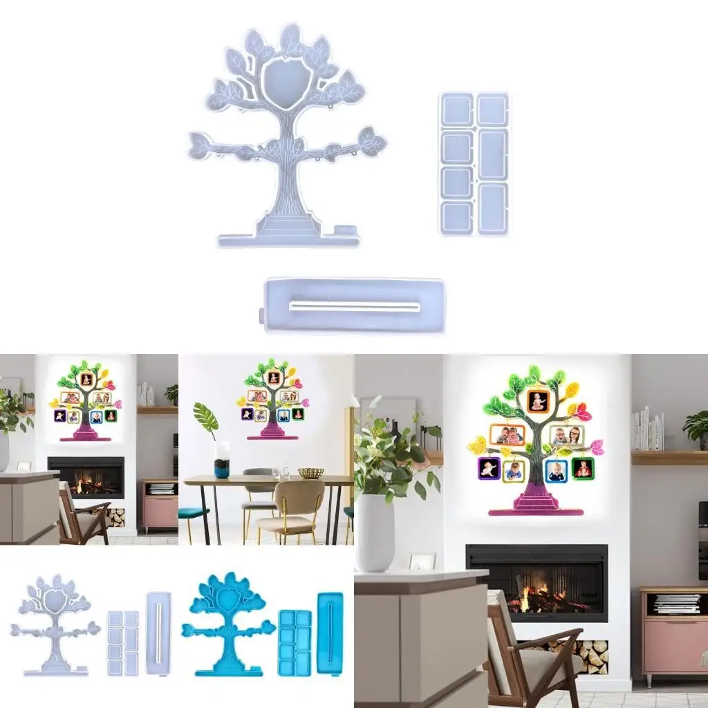 195C Photo Frame Tree Hanging Pendant Epoxy Resin Mold Desktop Decorations Silicone Mould DIY Crafts Home Ornaments Casting