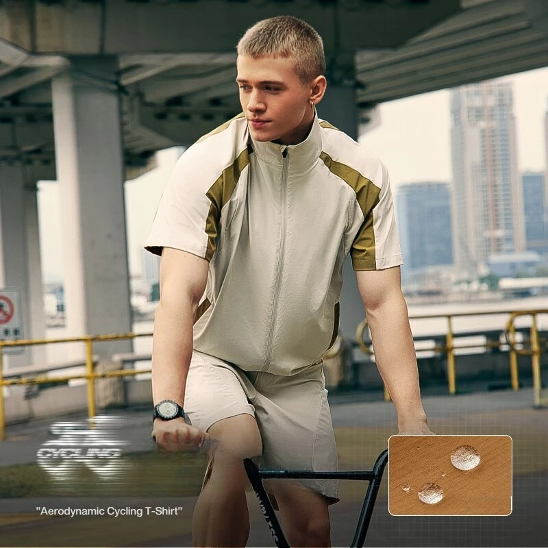 

​Men's Cycling Water-Repellent Zip Jacket Stand Collar Outdoor Shirt | Quick-Dry & Windproof​ Color Block Design​