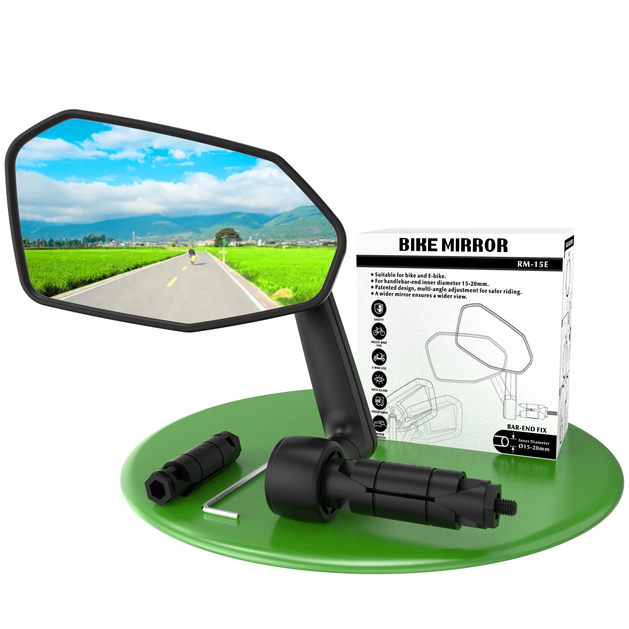 

EasyDo Bicycle Rearview Mirror 360 Rotatable Bike Mirror Extended Mirror Arm Flat Handlebar Electric Scooter Bicycle Accessories