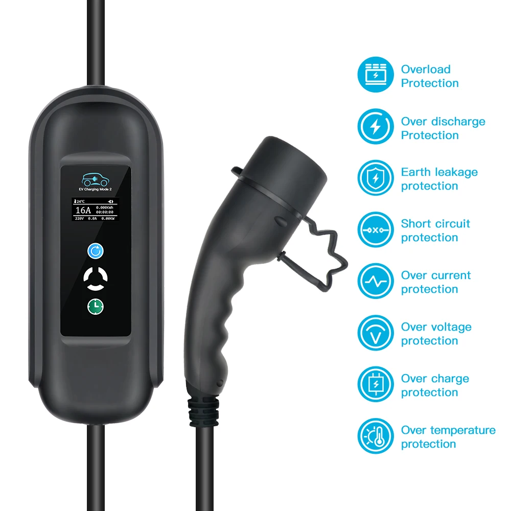 EV Charging StationsType2 16A 3P 5M Cable  EVSE Wallbox level 2 Electric Car Charger 11KW IEC 62196 Type 2 Free Shipping