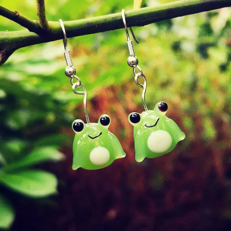 Cute Frog earrings jewelry Handmade korean