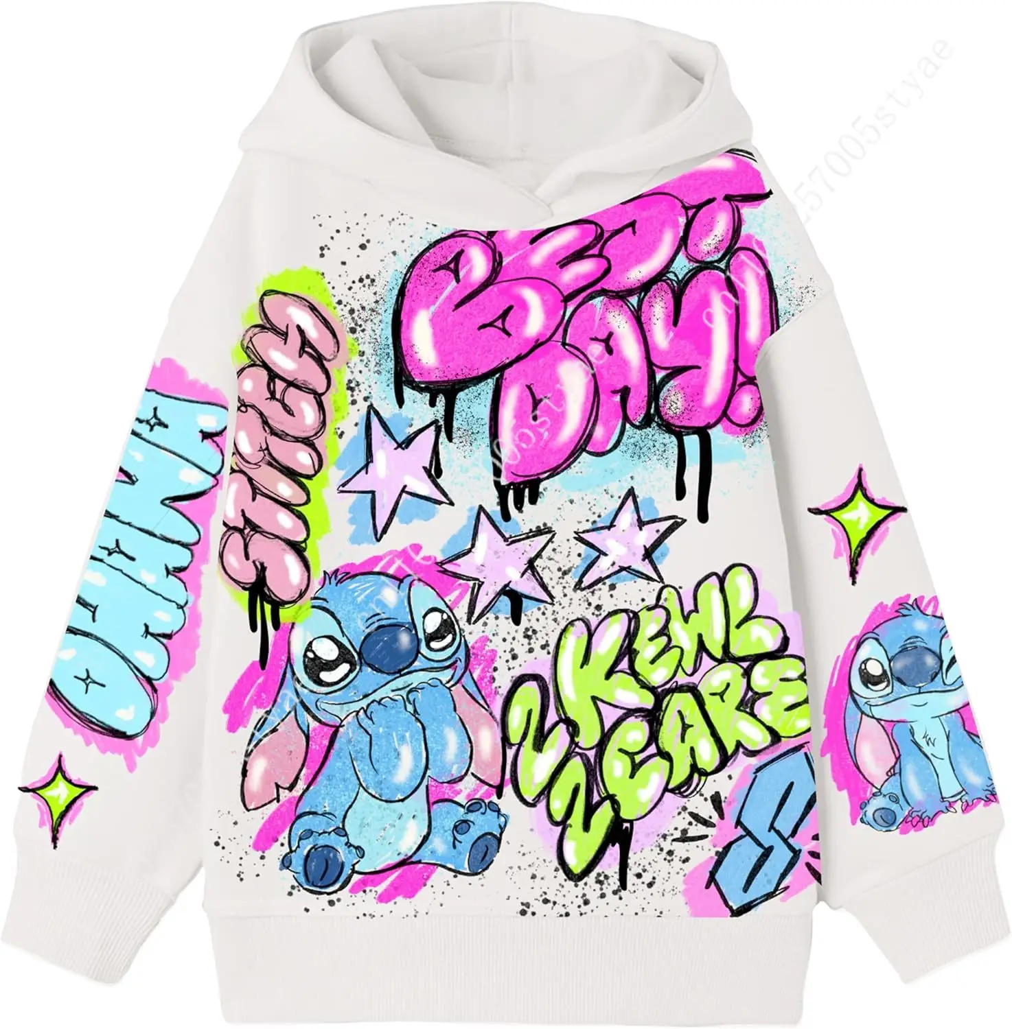 

Disney's Lilo & Stitch Girls Airbrush Style Graphic Retro Pullover Hoodie - Little and Big Girls Sizes 4-16
