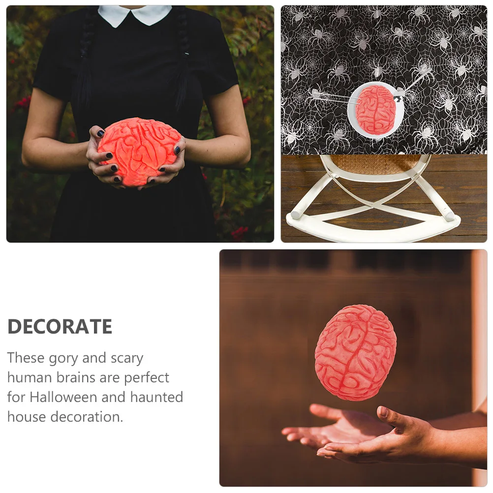 

3pcs Simulated Human Brains Props Vivid Realistic Design Halloween Party Accessories Decor VinylBrainsHaunted House