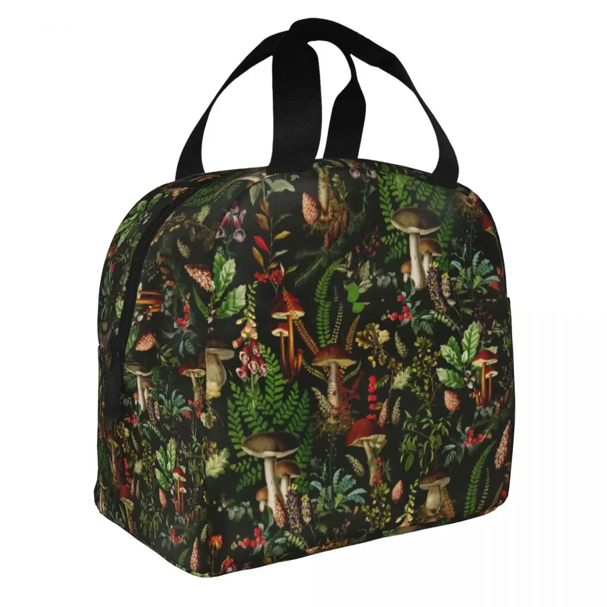 Psychedelic Mushroom Forest Botanical Insulated Lunch Bag for Women Portable Thermal Cooler Lunch Box Office Picnic Travel