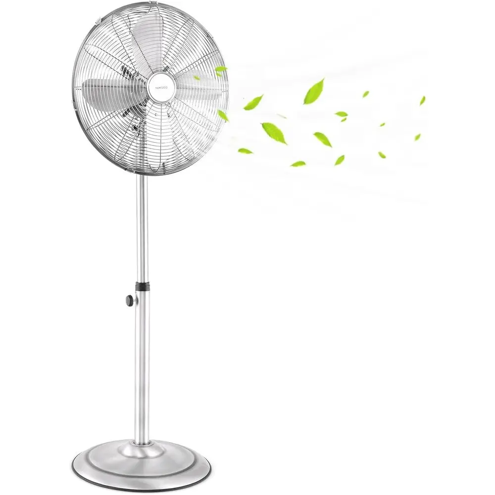 

16 Высокоскоростной регулируемый по высоте 75 ° 3-скоростной металлический напольный вентилятор Oscillation для офиса и кухни (серебристый)