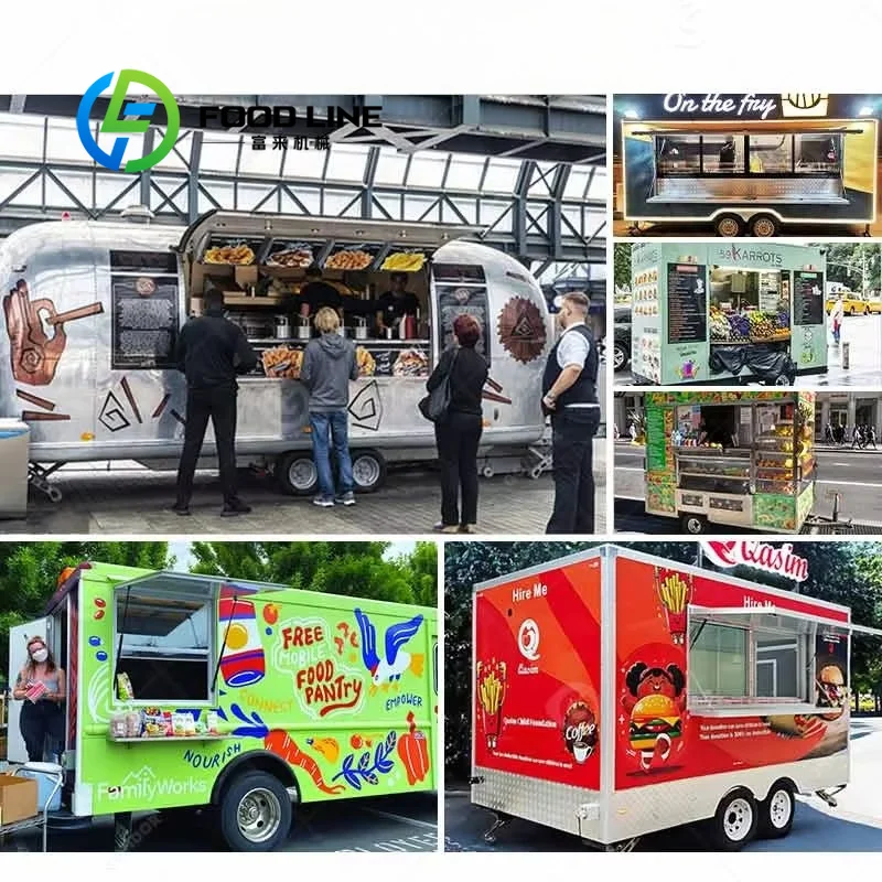 Food Cart Mobile Bar Coffee Truck Carrito De Comida Hot Dog Ice Cream Enclosed Trailer Fully Equip on Wheel customize
