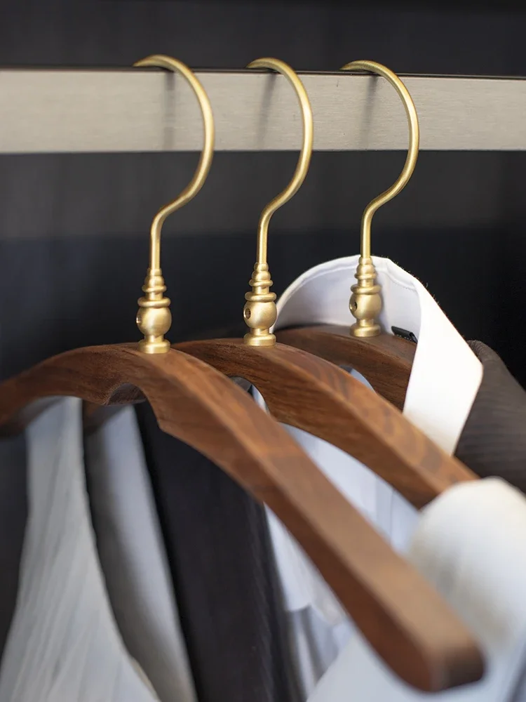 Wooden Pure Copper Hanger, Home Sleeping Room, High-end Sense, Non-marking, Black Walnut, Solid Wood, Wedding Custom Gifts