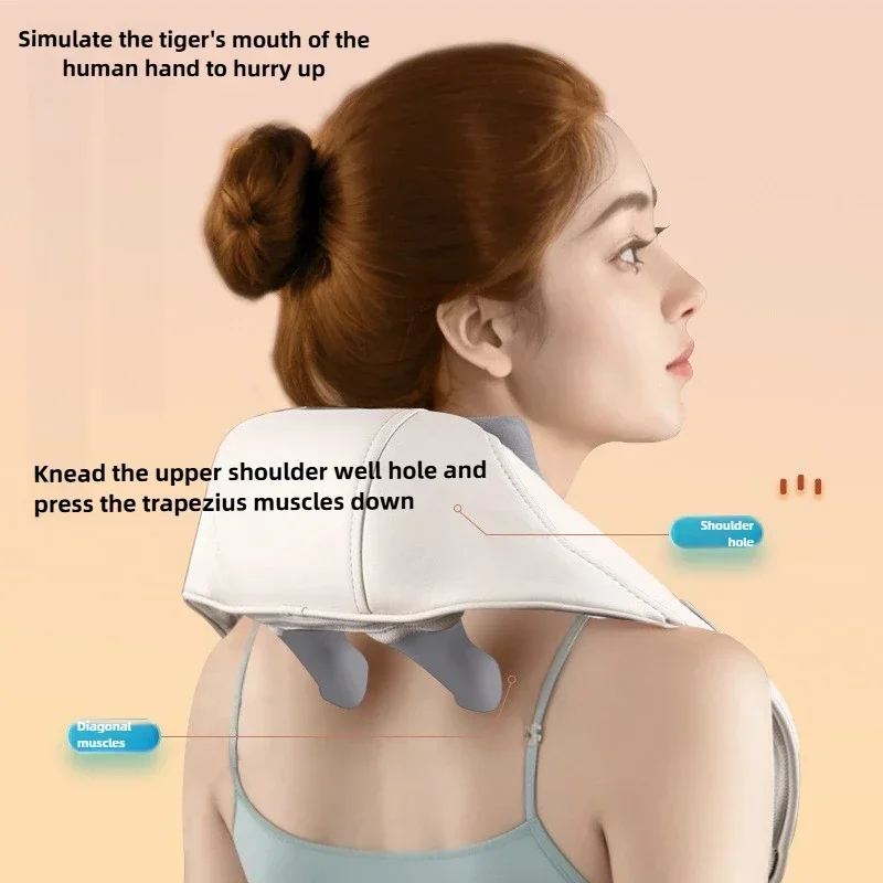Multi-Functional Electric Heating Neck & Shoulder Massager – Hand-Imitated Kneading & Lifting Design for Trapezius Muscle