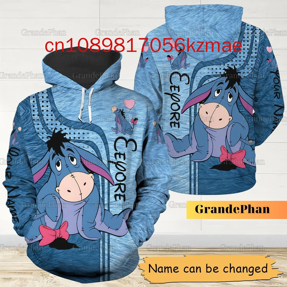 2024 New Disney Eeyore Hoodie Legging Suit women\'s Diseny Hoodie Yoga Pants Sweatpants Fashion Tracksuit set