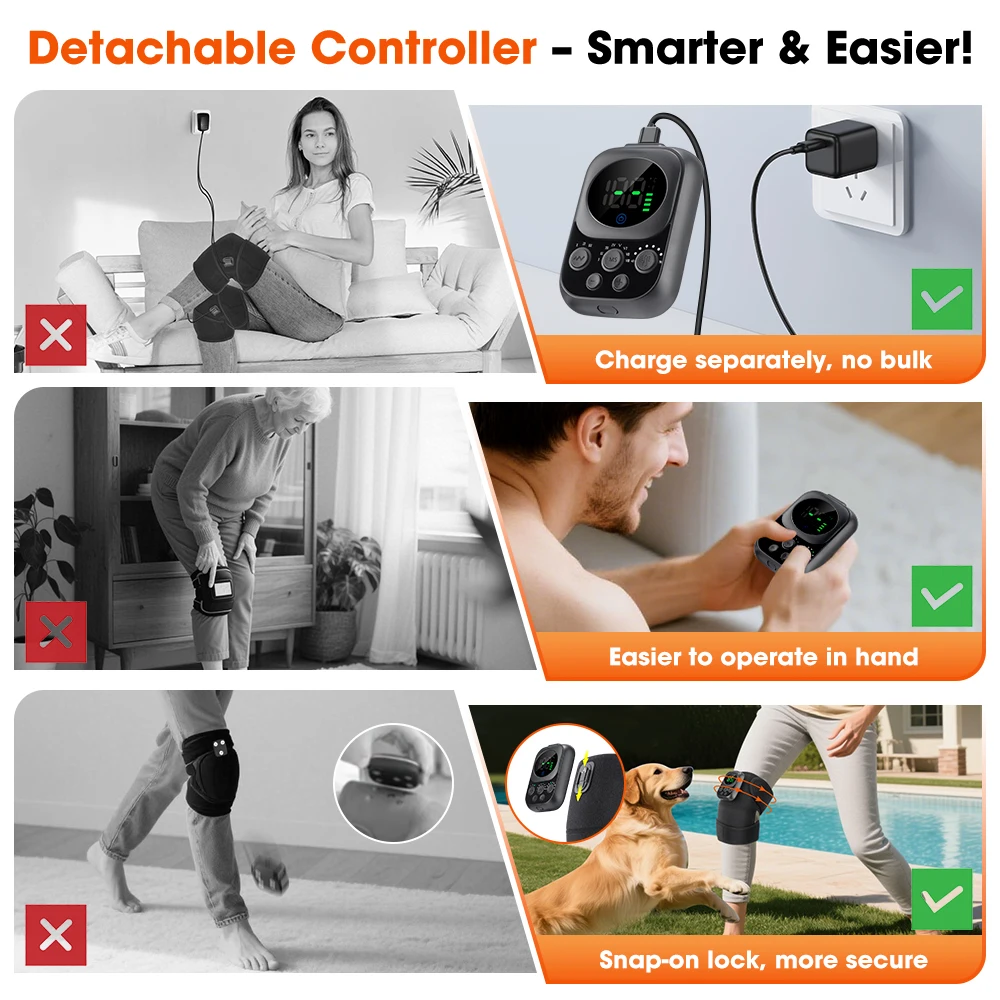 EMS 전기 가열 진동 무릎 마사지 무선 열 물리 치료 무릎 패드 마사지 뜨거운 압축 근육 이완