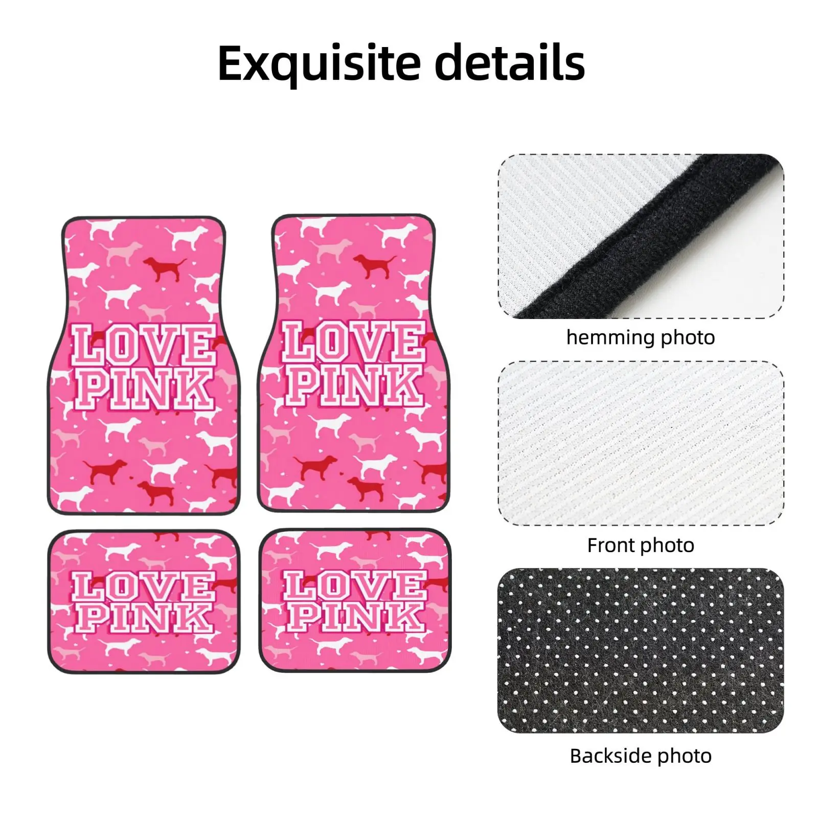 Love Pink Dog Heart Pattern Series Print Car Carpet Four Season Vehicle Carpet Durable Non Slip Full Coverage Mats Easy To Clean view 4