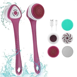 2023 yeni elektrikli banyo fırçası USB yeniden şarj edilebilir vücut kesesi geri Rubbing arak duş temizleme fırçası iplik masaj başlıkları uzun kolu