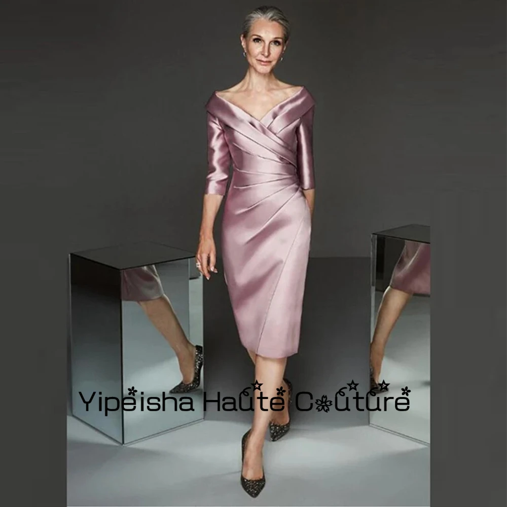 Yipeisha-vestidos de fiesta de boda sencillos para madre, mangas 3/4, escote en V, longitud de té, 2024 en oferta