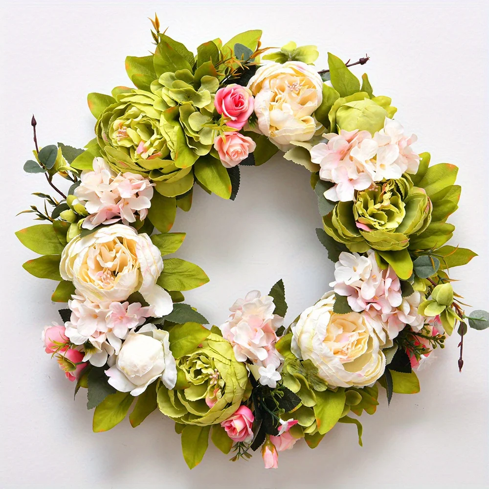 

Suitable for Spring and Summer A Simulation Silk Peony Simulation Wreath Door Decoration Door Ring Decorative Flowers