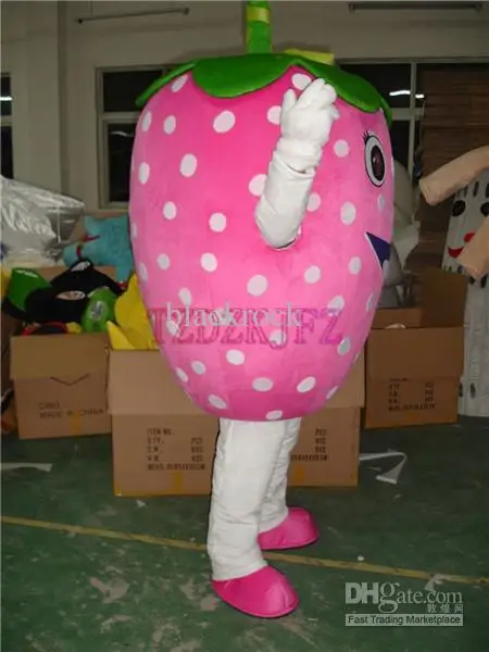 Nuovo adulto vendita calda schiuma carino rosa fragola fantasia cartone animato mascotte Costume peluche natale vestito operato Costume mascotte di Halloween